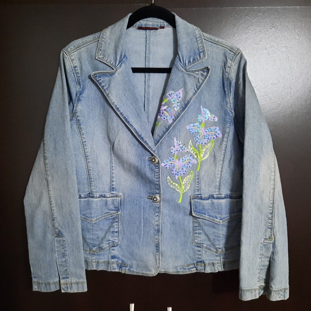 Vintage Nevada Sequin Embroidered Jean Jacket